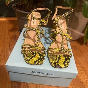 Antonio Melani Yellow Snakeskin Women's Sandals